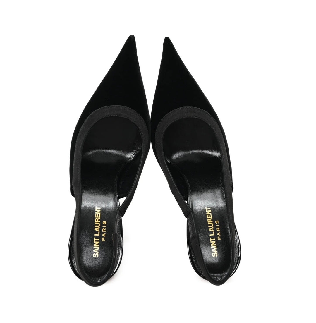 YSL VICTOIRE VELVET SLINGBACK PUMPS