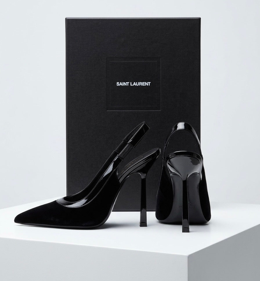 YSL VICTOIRE VELVET SLINGBACK PUMPS