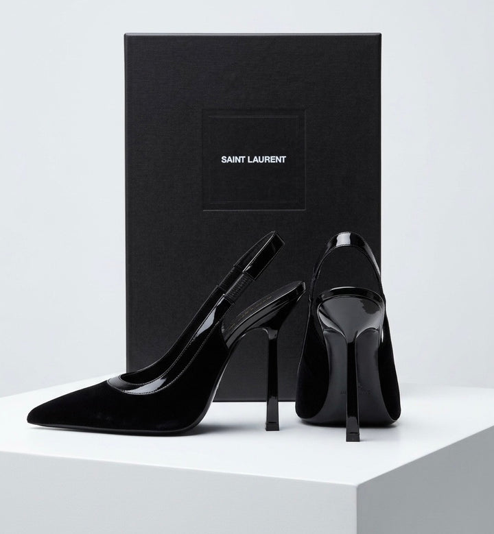 YSL VICTOIRE VELVET SLINGBACK PUMPS