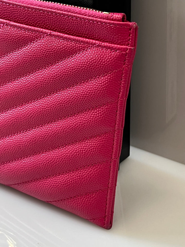 YSL GRAIN DE POUDRE CHEVRON MONOGRAM POUCH