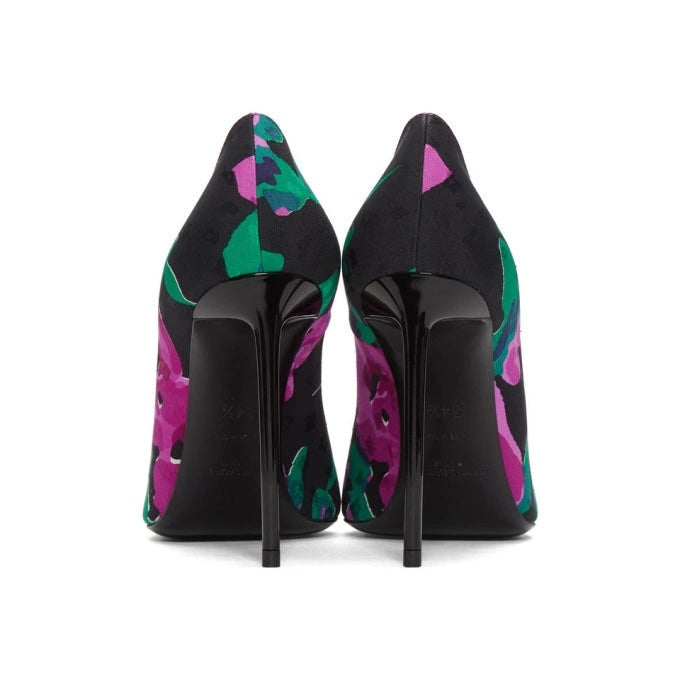 YSL TESSUTO SILK ZOE FLORAL PUMPS