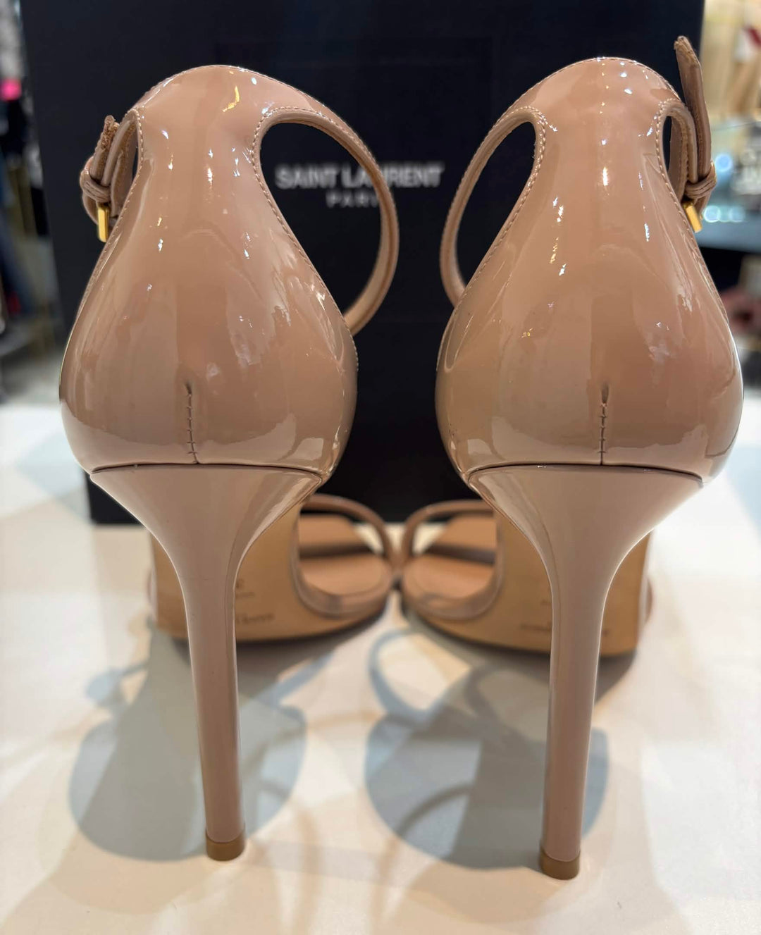 YSL AMBER 105 PATENT LEATHER SANDALS