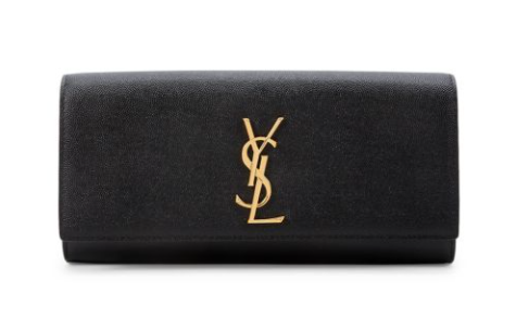 YSL BLACK CLUTCH WITH GOLD HARDWARE