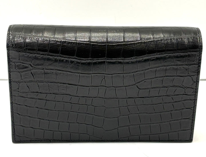 YSL KATE TASSEL CHAIN STRAP CROC EMBOSSED SHOULDER BAG