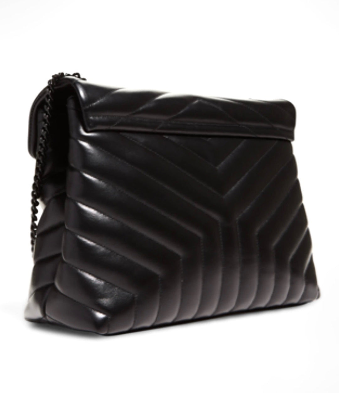 YSL LOULOU MEDIUM QUILTED LEATHER BLACK ON BLACK SHOULDER BAG
