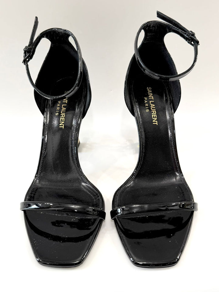YSL OPYUM PATENT LEATHER SANDALS