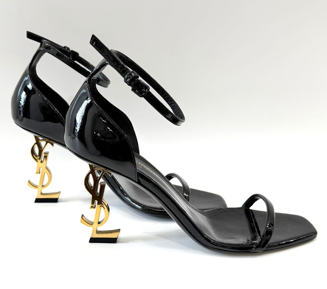 YSL OPYUM PATENT LEATHER SANDALS