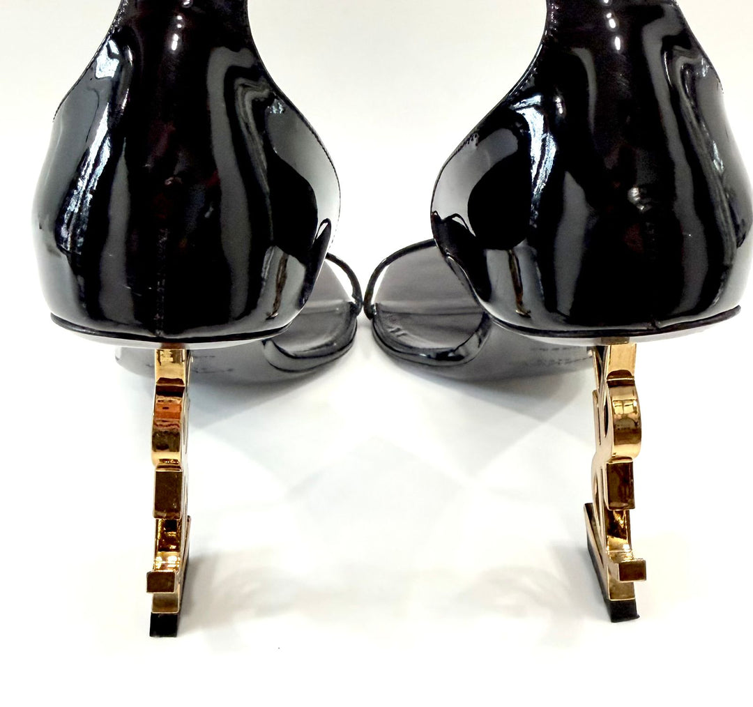 YSL OPYUM PATENT LEATHER SANDALS