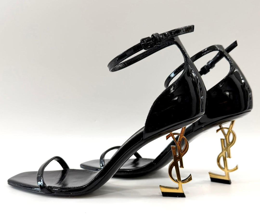 YSL OPYUM PATENT LEATHER SANDALS