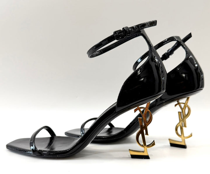 YSL OPYUM PATENT LEATHER SANDALS