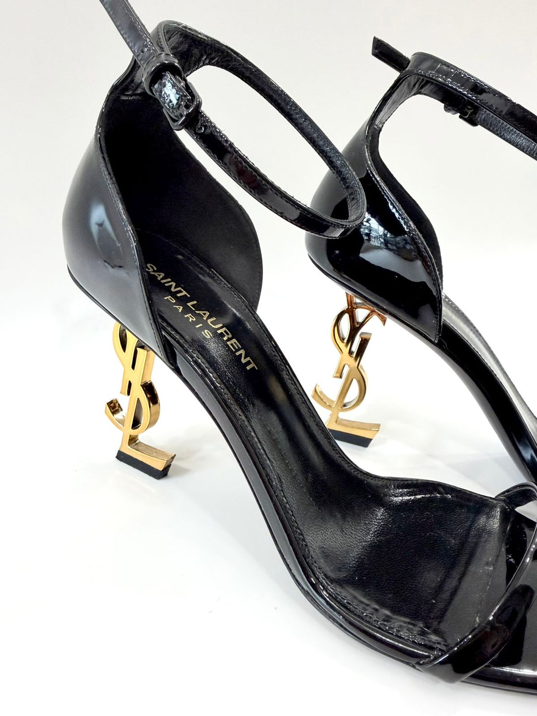 YSL OPYUM PATENT LEATHER SANDALS