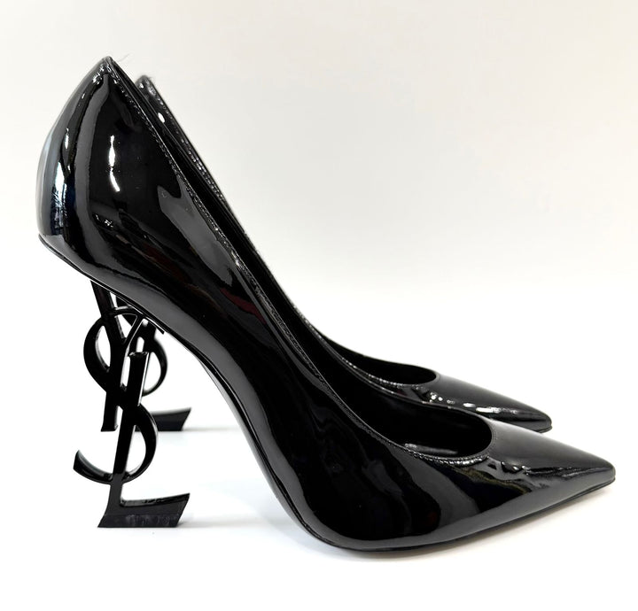YSL OPYUM SCULPTURAL LOGO HEEL PUMPS