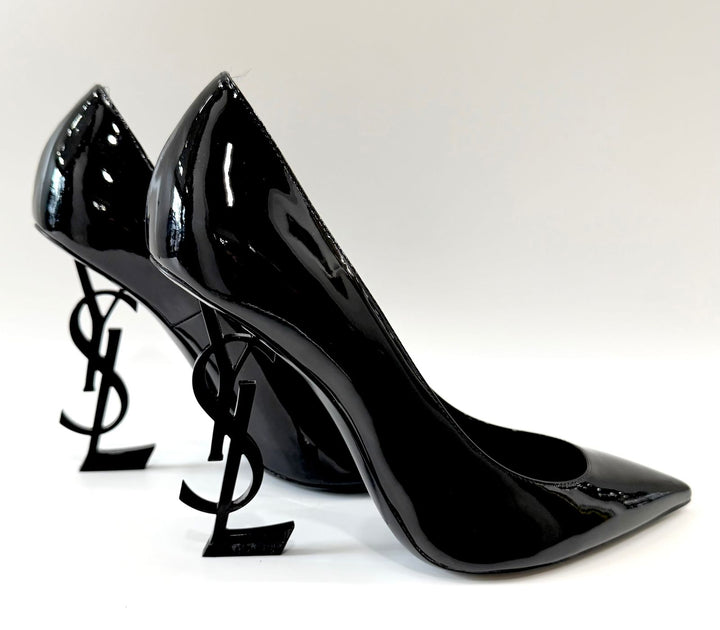 YSL OPYUM SCULPTURAL LOGO HEEL PUMPS