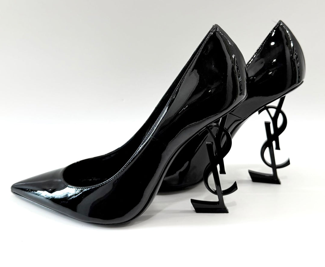 YSL OPYUM SCULPTURAL LOGO HEEL PUMPS