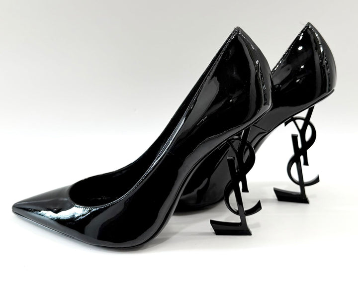 YSL OPYUM SCULPTURAL LOGO HEEL PUMPS