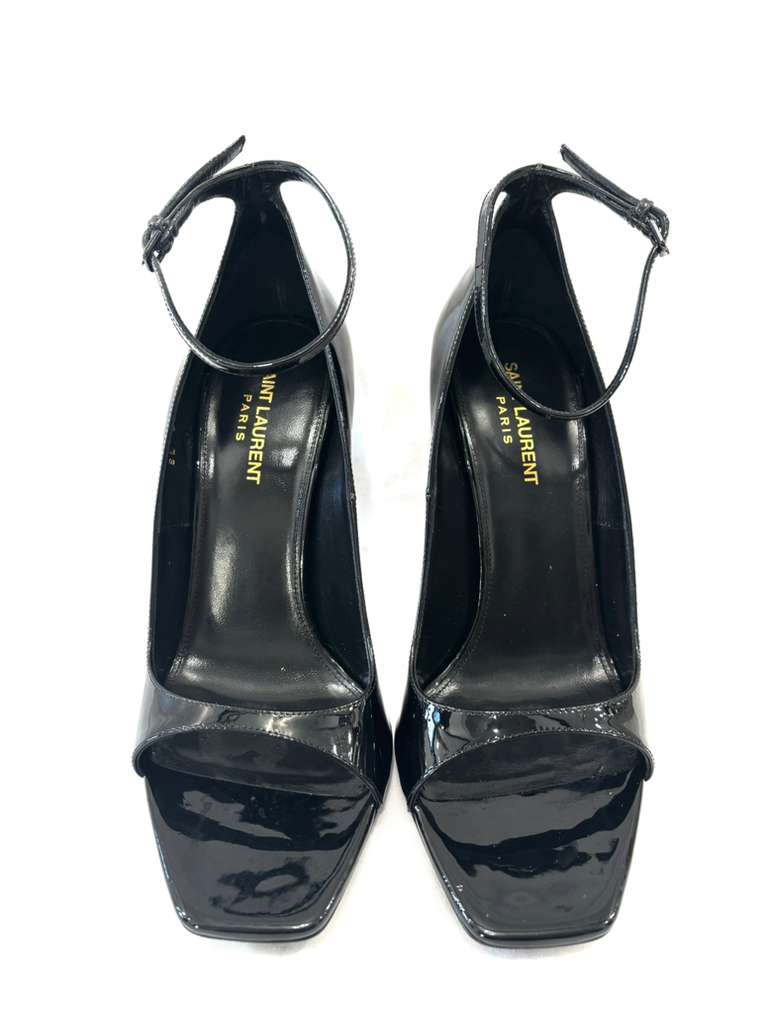 YSL PATENT CALF LEATHER OPYUM PEEP TOE PUMPS