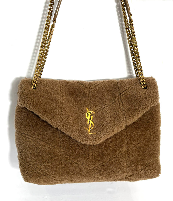 YSL SHEARLING MEDIUM MONOGRAM LOULOU PUFFER BAG
