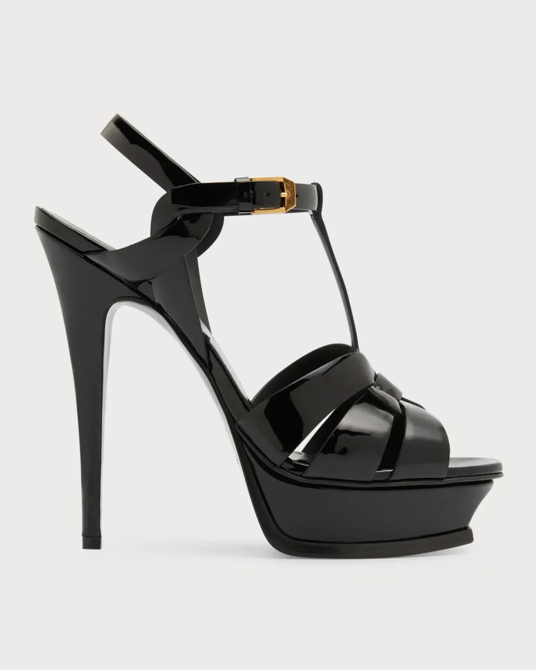 YSL TRIBUTE 75MM PATENT LEATHER PLATFORM SANDALS