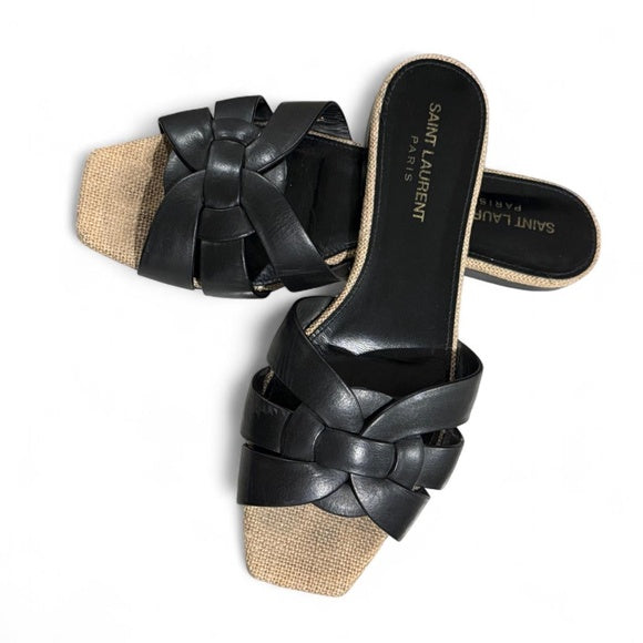 YSL CALFSKIN LEATHER TRIBUTE NU PIED 05 SANDAL MULES