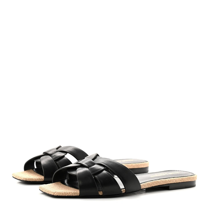 YSL CALFSKIN LEATHER TRIBUTE NU PIED 05 SANDAL MULES