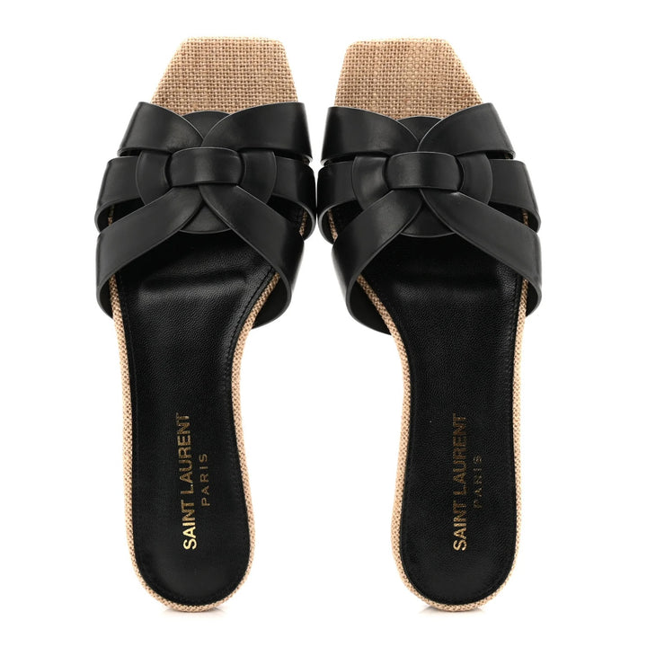 YSL CALFSKIN LEATHER TRIBUTE NU PIED 05 SANDAL MULES
