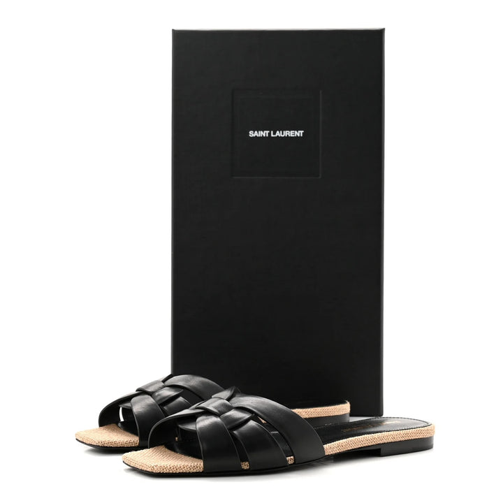YSL CALFSKIN LEATHER TRIBUTE NU PIED 05 SANDAL MULES