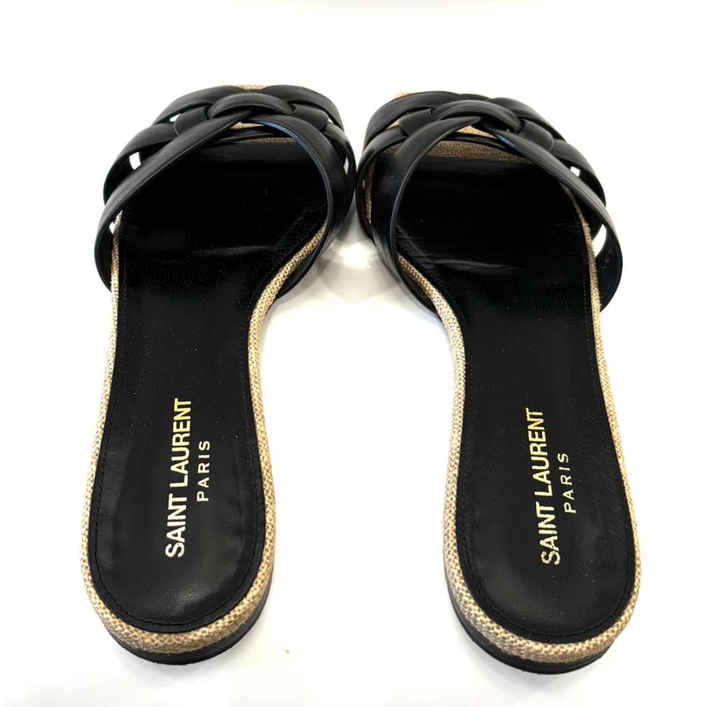 YSL CALFSKIN LEATHER TRIBUTE NU PIED 05 SANDAL MULES