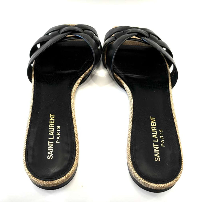 YSL CALFSKIN LEATHER TRIBUTE NU PIED 05 SANDAL MULES