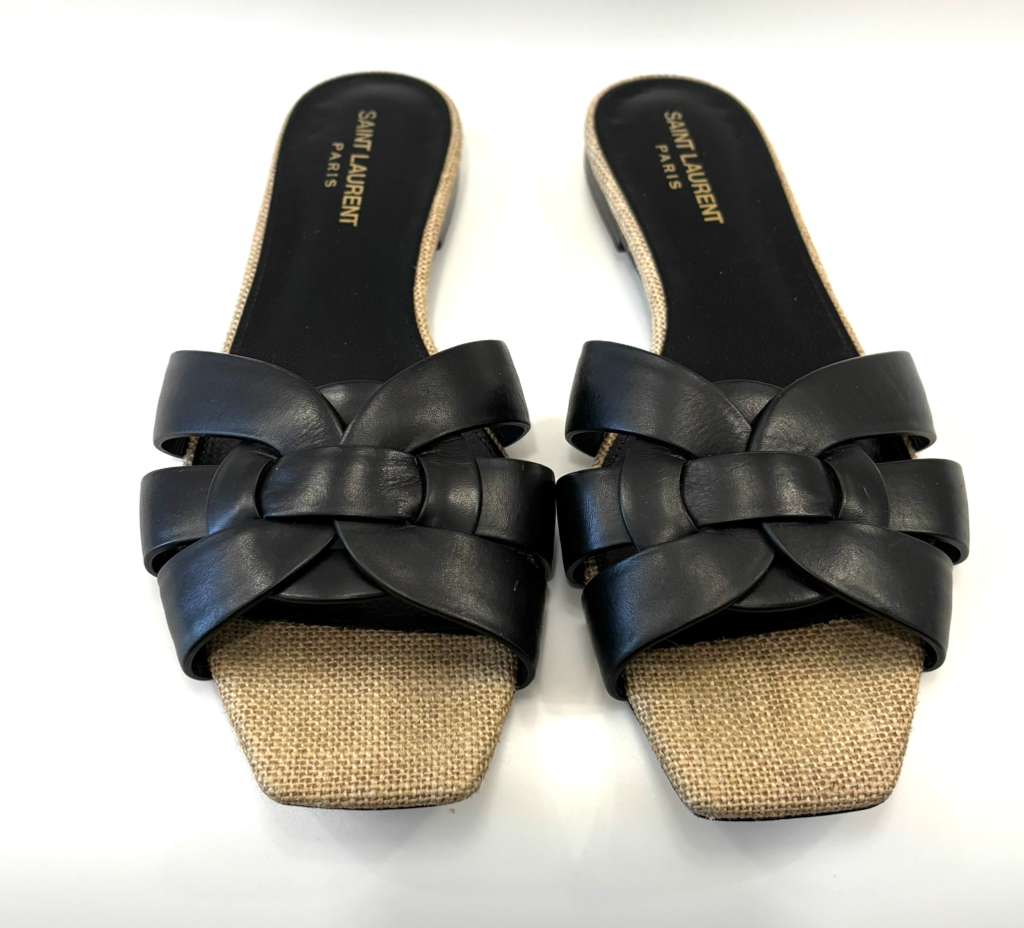YSL CALFSKIN LEATHER TRIBUTE NU PIED 05 SANDAL MULES