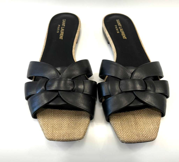 YSL CALFSKIN LEATHER TRIBUTE NU PIED 05 SANDAL MULES