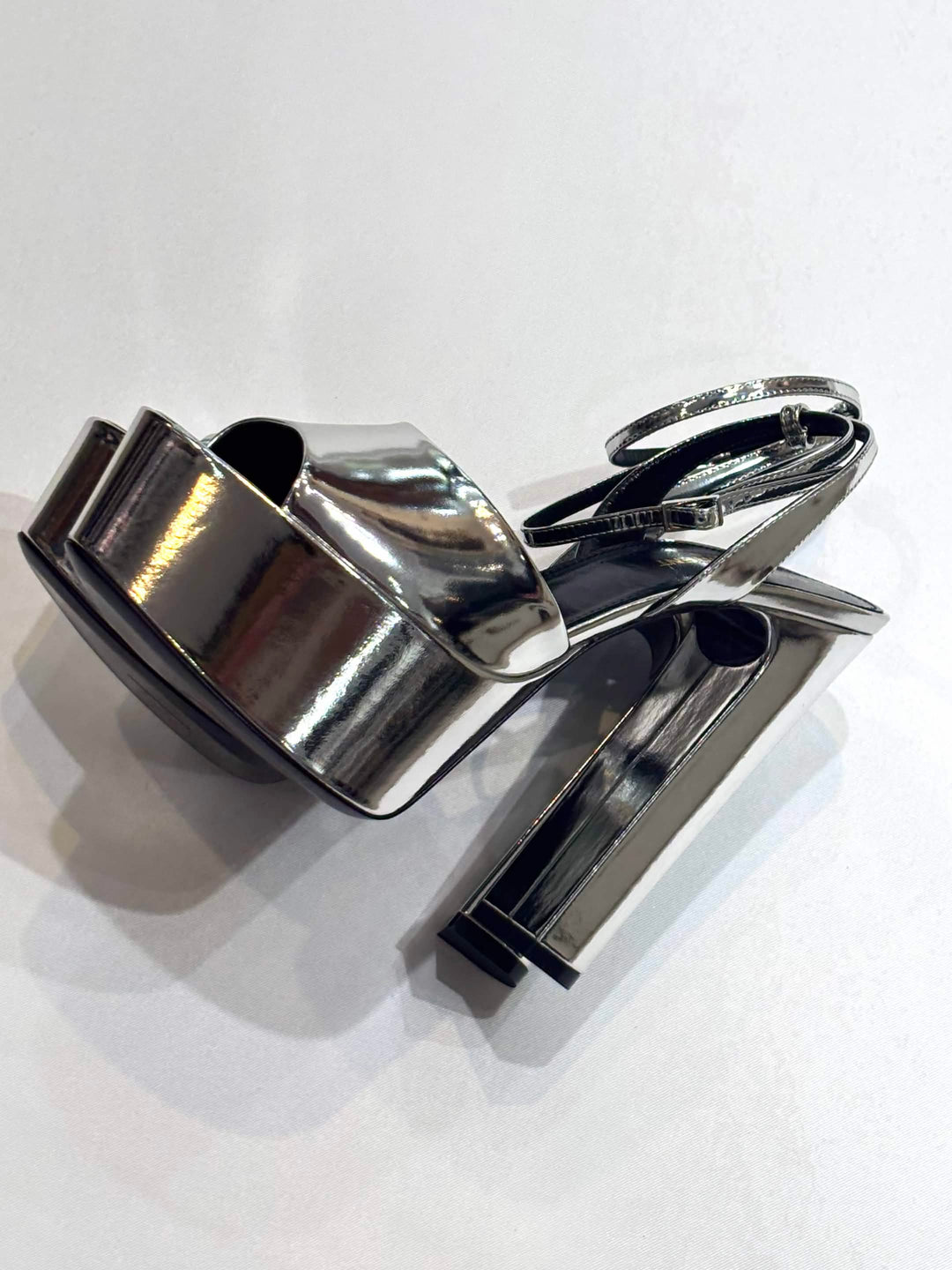 YSL JODIE METALLIC LEATHER PLATFORM SANDALS