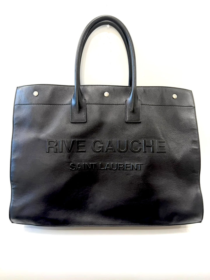 YVES SAINT LAURENT RIVE GAUCHE CALFSKIN LEATHER TOTE BAG