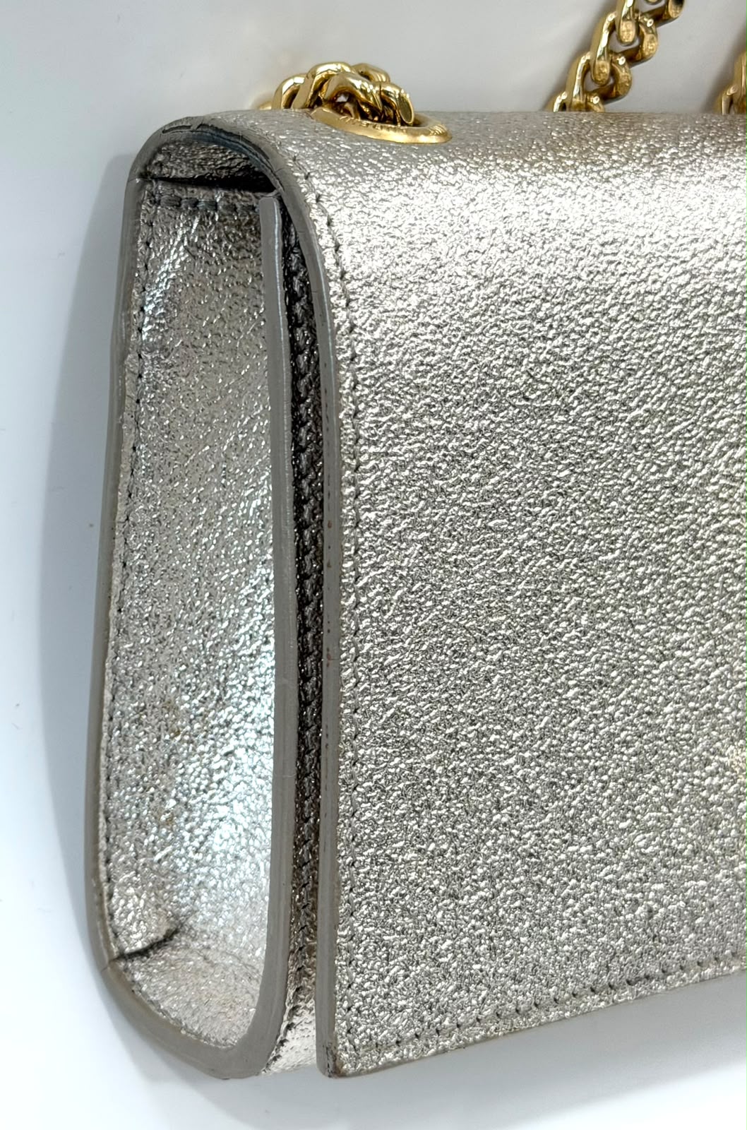 YSL METALLIC CALFSKIN MONOGRAM KATE CROSSBODY BAG