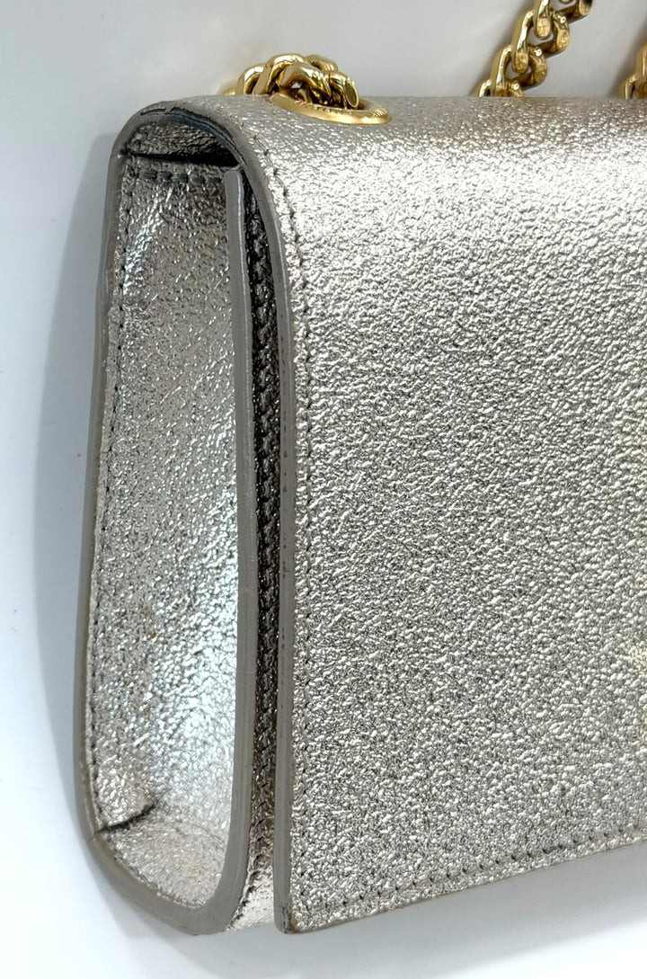 YSL METALLIC CALFSKIN MONOGRAM KATE CROSSBODY BAG