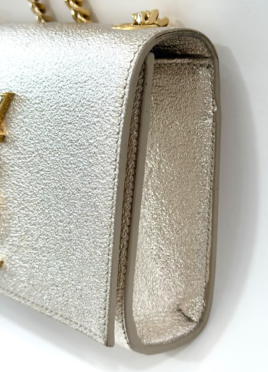 YSL METALLIC CALFSKIN MONOGRAM KATE CROSSBODY BAG