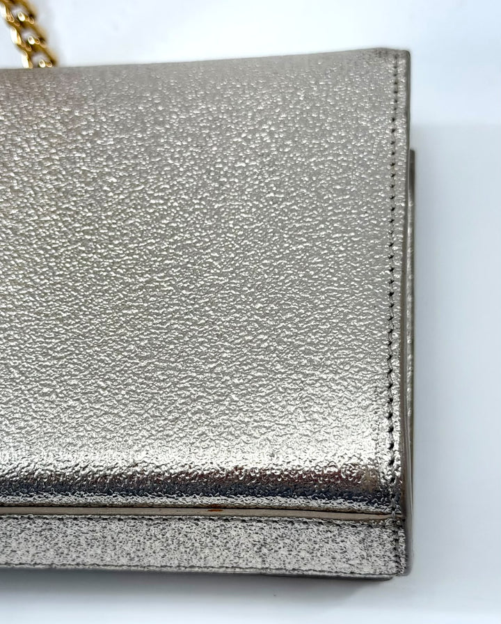 YSL METALLIC CALFSKIN MONOGRAM KATE CROSSBODY BAG