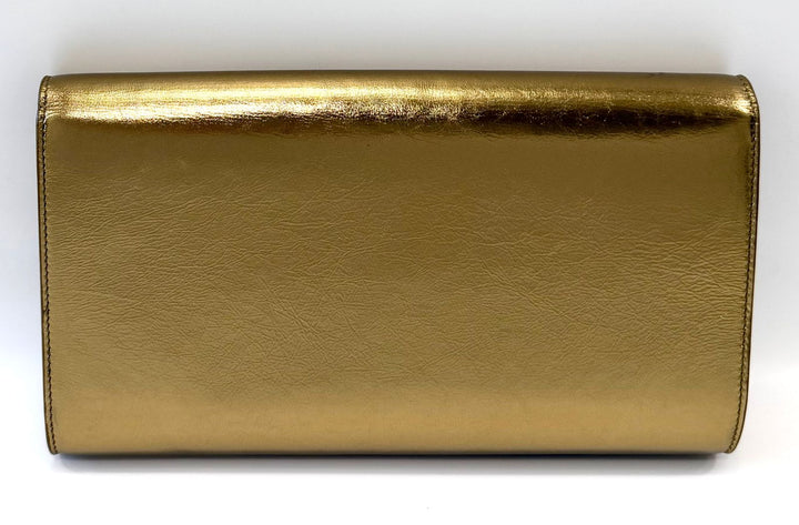 YSL METALLIC CALFSKIN MONOGRAM LARGE BELLE DE JOUR CLUTCH BAG