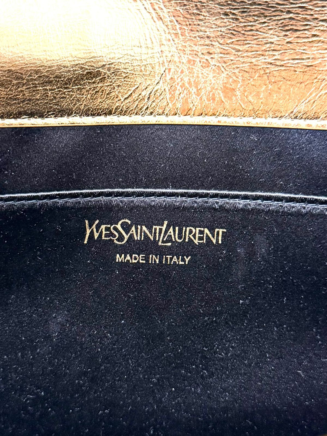 YSL METALLIC CALFSKIN MONOGRAM LARGE BELLE DE JOUR CLUTCH BAG