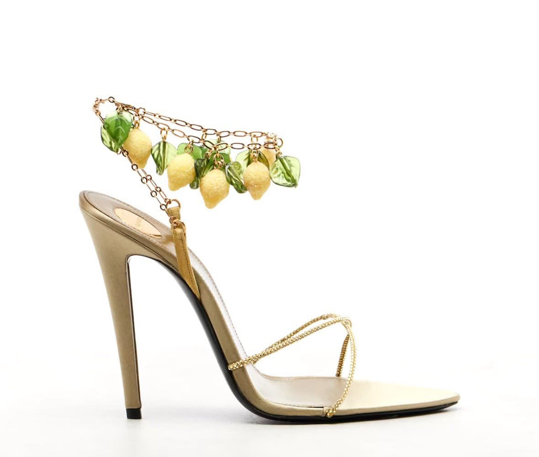 YSL MON CHÉRI EMBELLISHED HEELED SANDALS