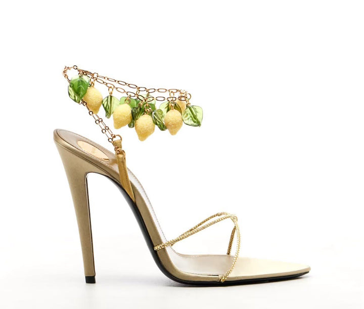 YSL MON CHÉRI EMBELLISHED HEELED SANDALS
