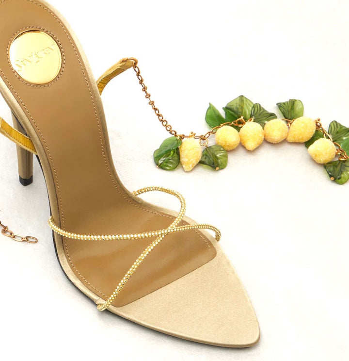 YSL MON CHÉRI EMBELLISHED HEELED SANDALS