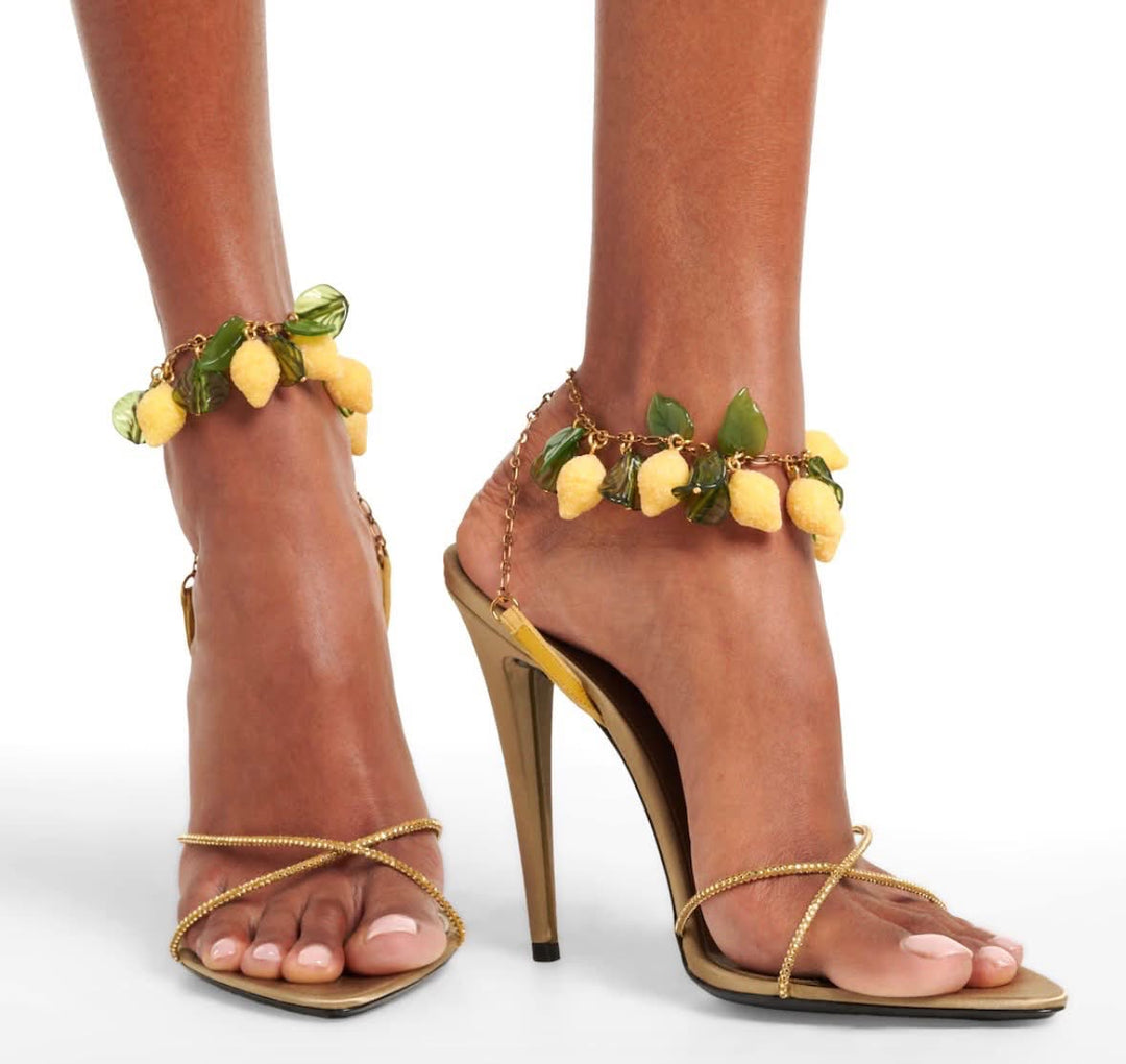 YSL MON CHÉRI EMBELLISHED HEELED SANDALS