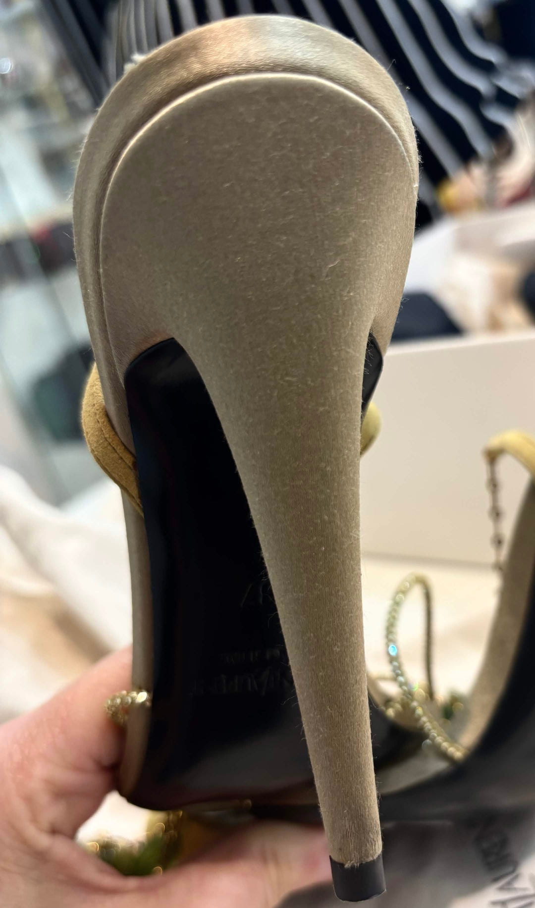 YSL MON CHÉRI EMBELLISHED HEELED SANDALS