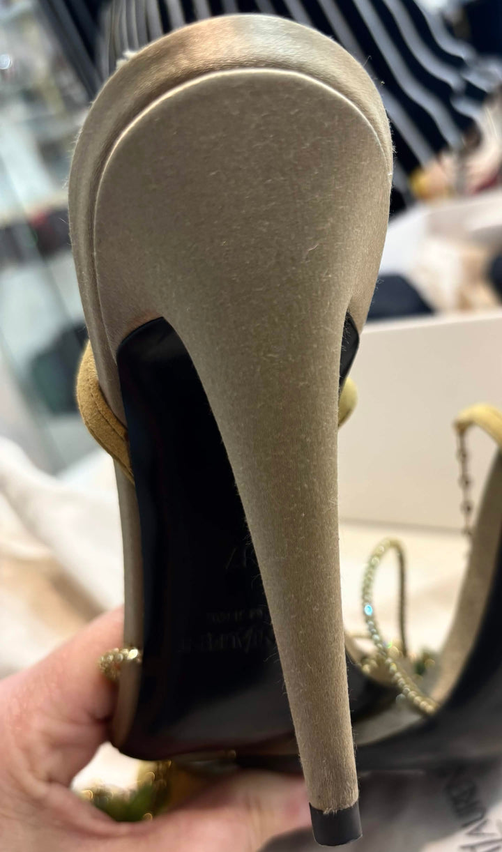 YSL MON CHÉRI EMBELLISHED HEELED SANDALS