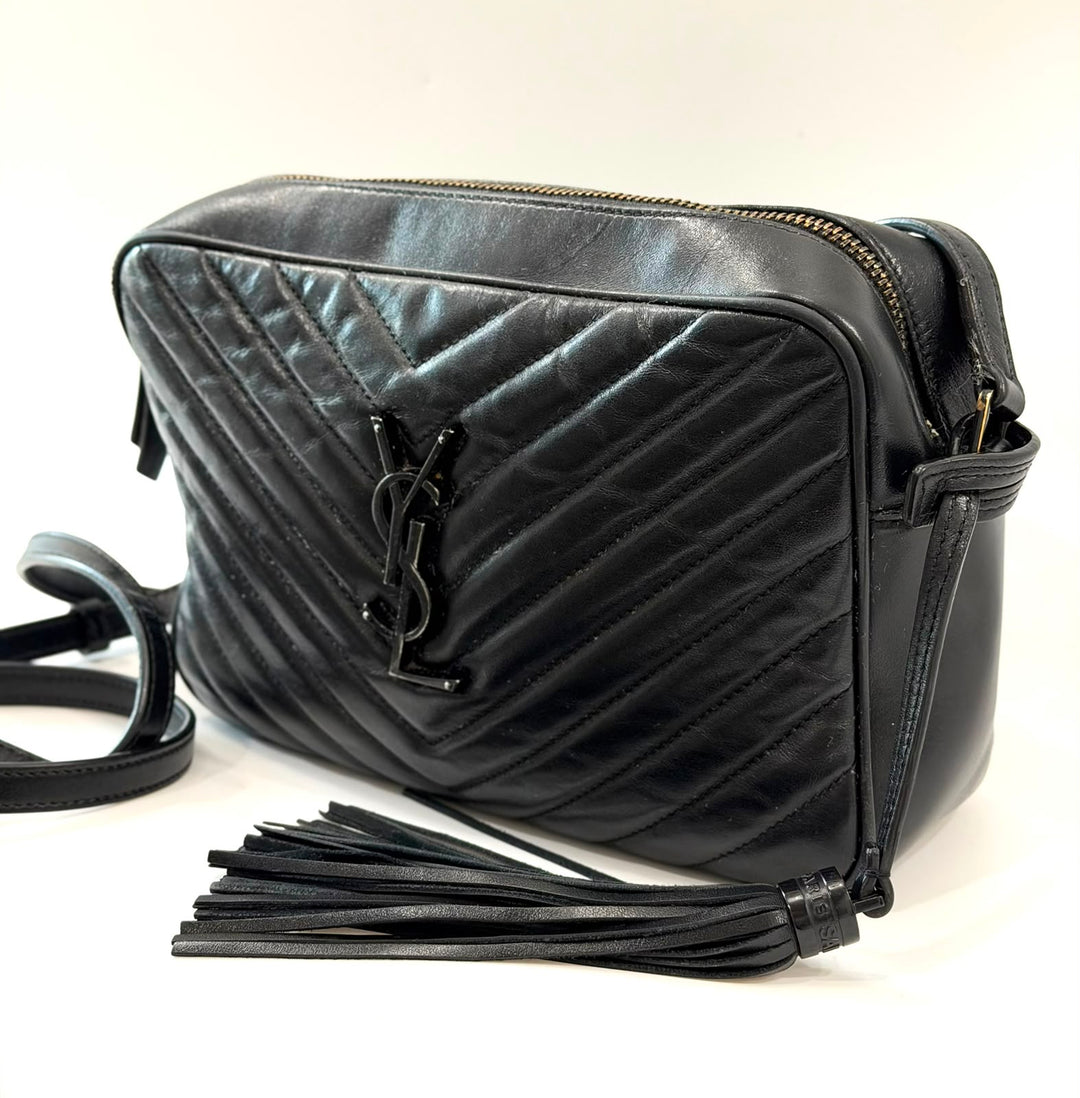 YSL MONOGRAM LOU MONOCHROME CALFSKIN LEATHER CAMERA BAG