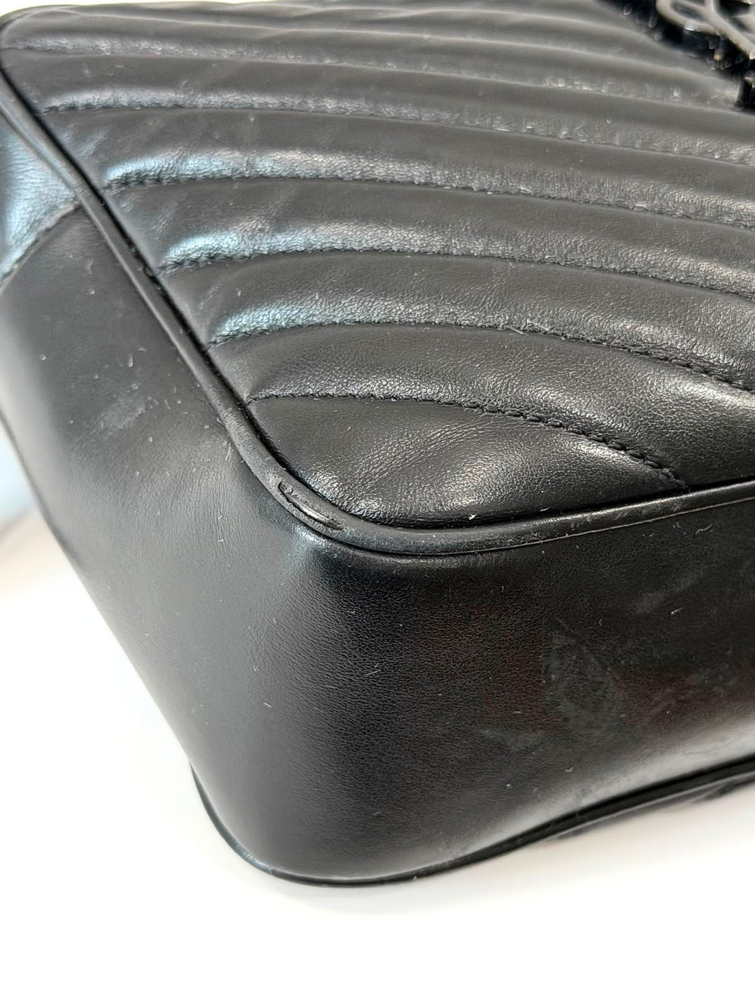 YSL MONOGRAM LOU MONOCHROME CALFSKIN LEATHER CAMERA BAG
