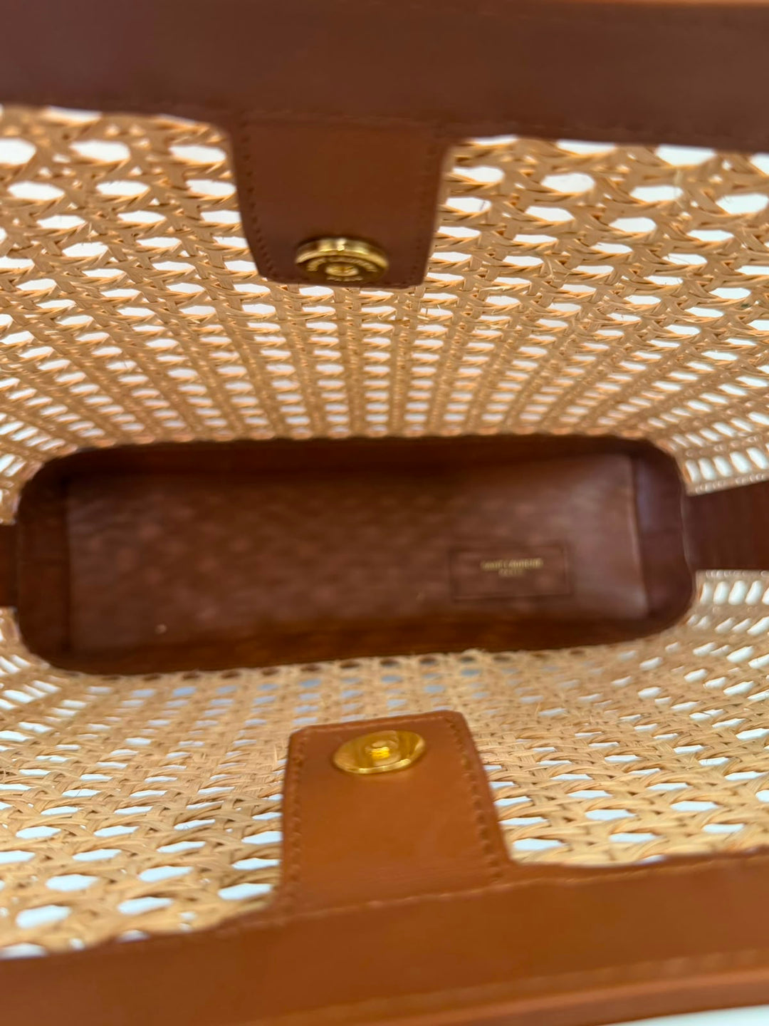 YSL WOVEN CANE CALFSKIN NORTH SOUTH SHOPPER TOTE BAG