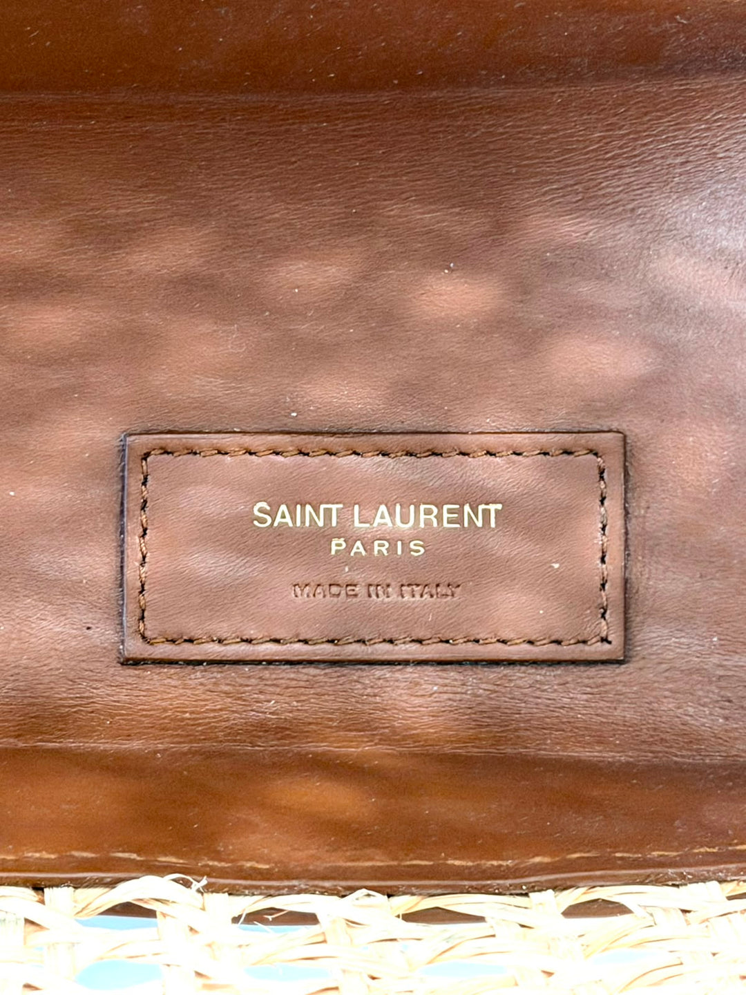 YSL WOVEN CANE CALFSKIN NORTH SOUTH SHOPPER TOTE BAG