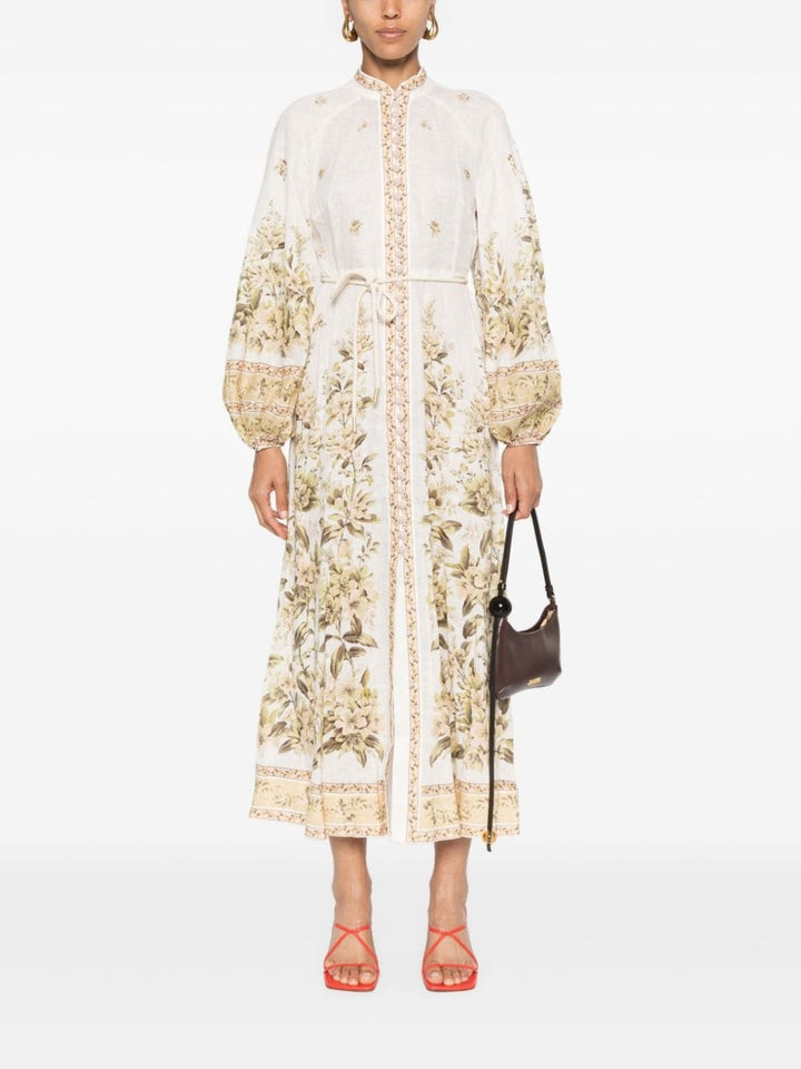 ZIMMERMANN FLORAL PRINT CHAMBRAY MIDI DRESS