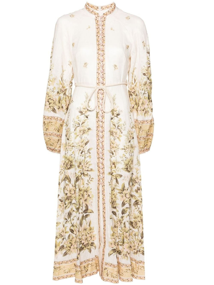ZIMMERMANN FLORAL PRINT CHAMBRAY MIDI DRESS